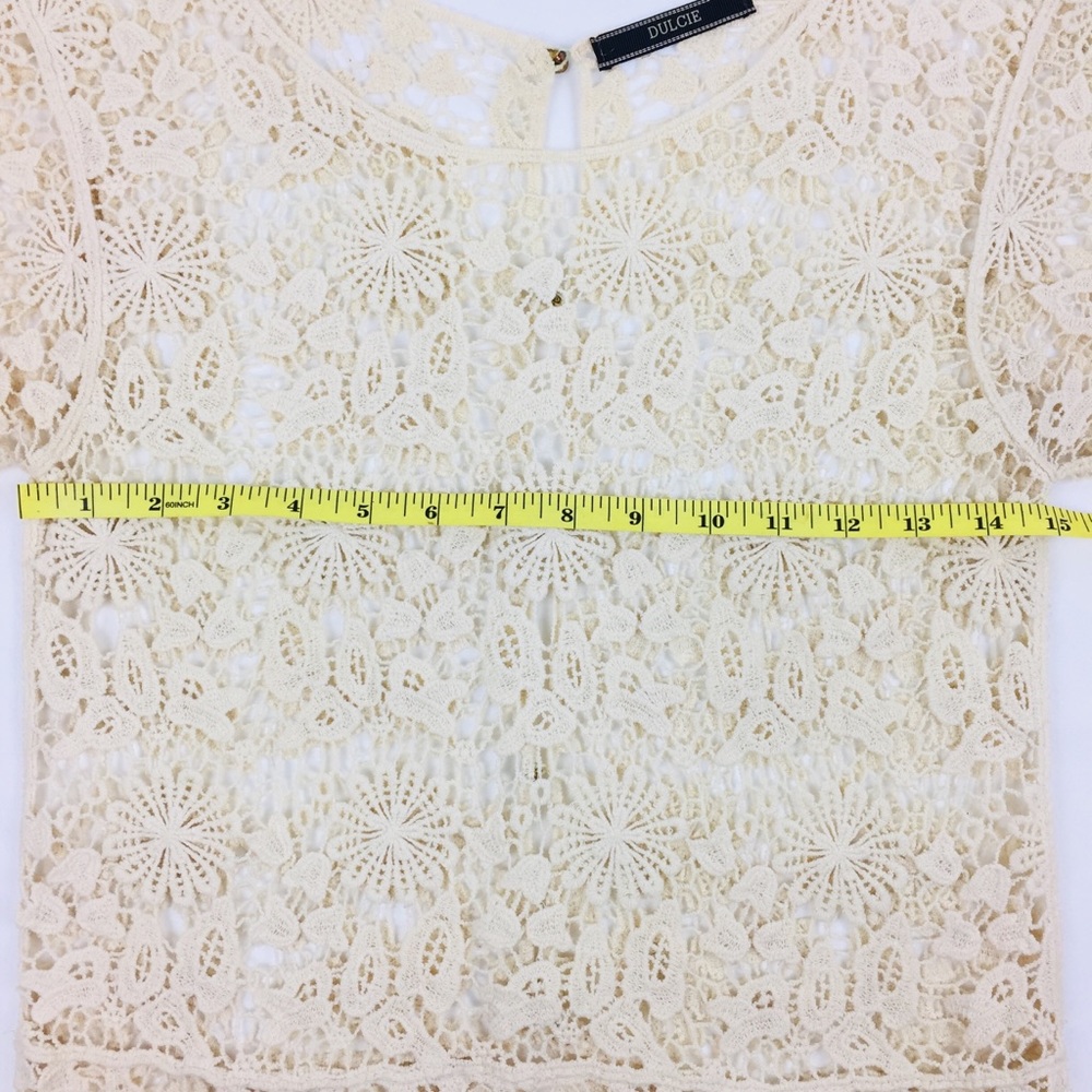 Anthropologie Western Crochet Ivory Embroidery Top Coquette Boho Y2K 90s Dulcie - Picture 8 of 9